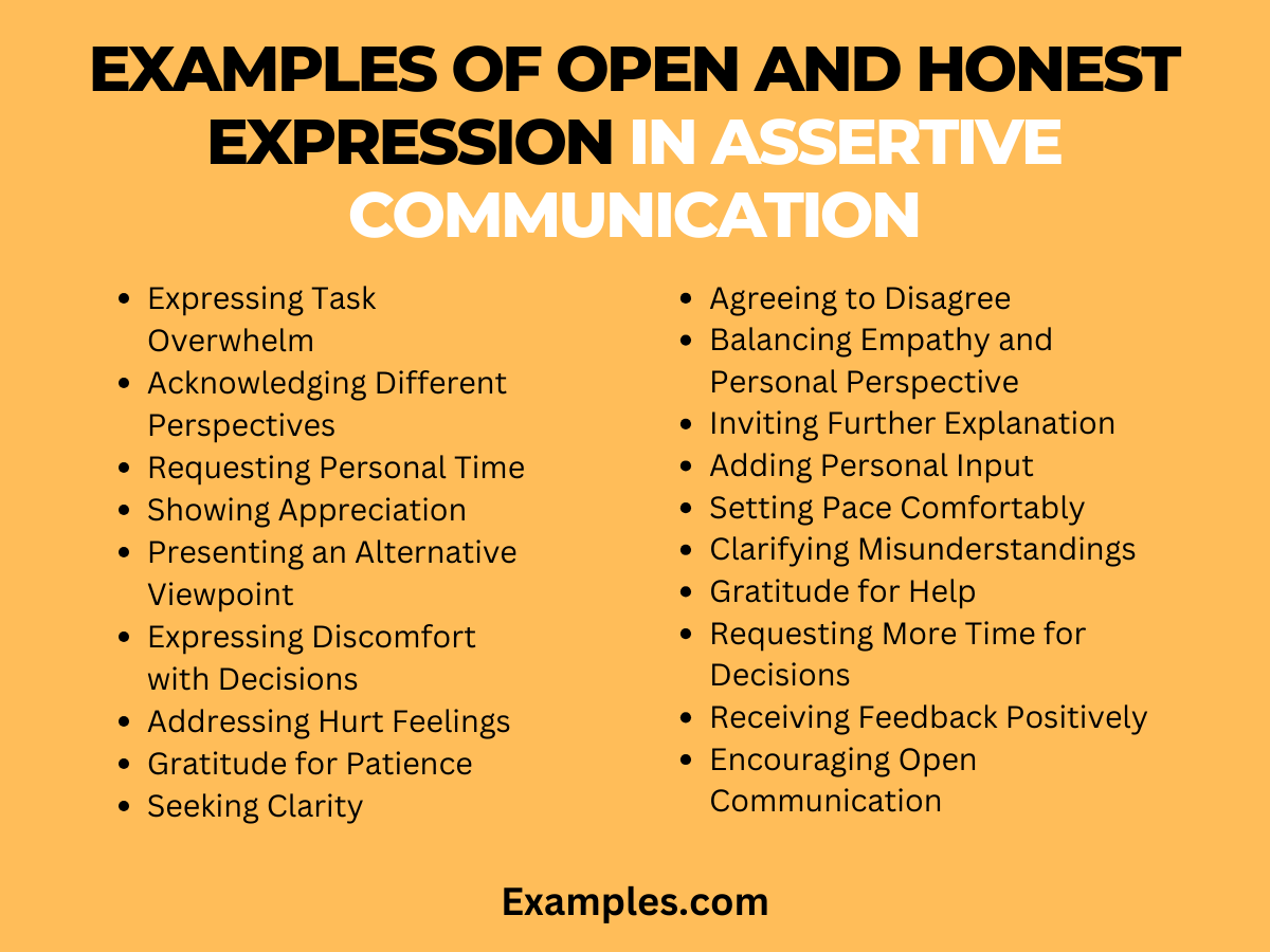 examples of open and honest expression in assertive communication