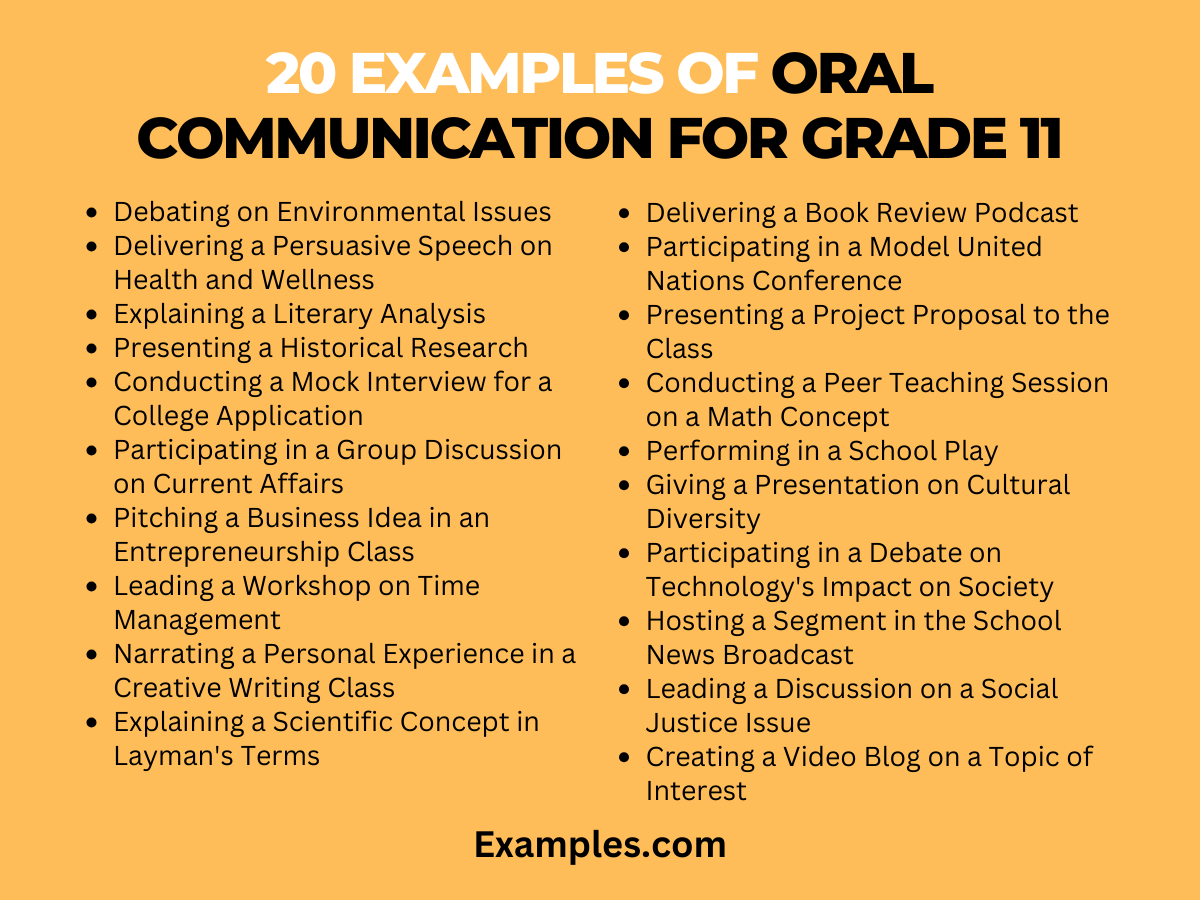 examples of oral communication for grade 11