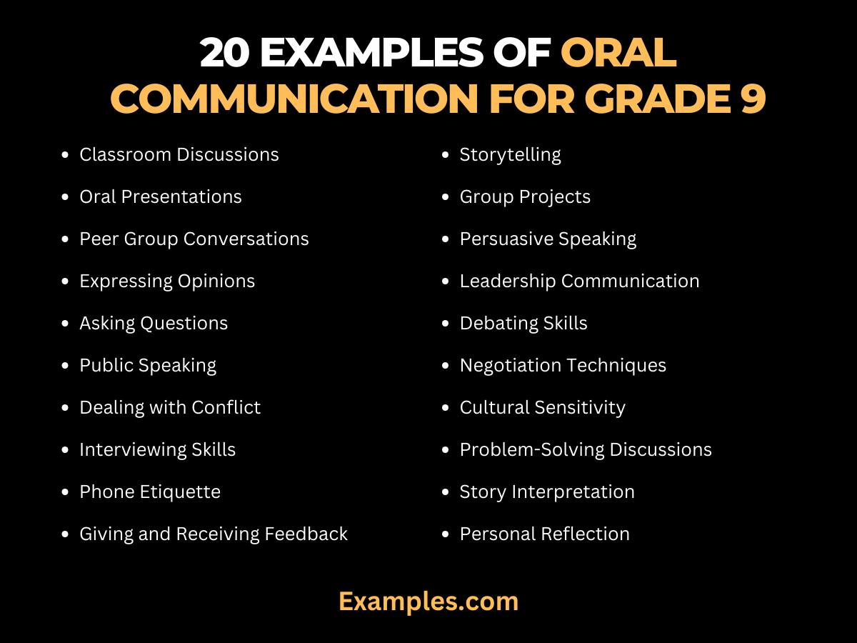 examples of oral communication for grade 9