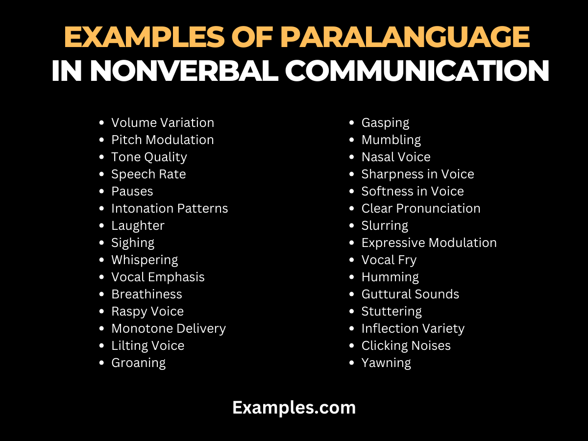 examples of paralanguage in nonverbal communication