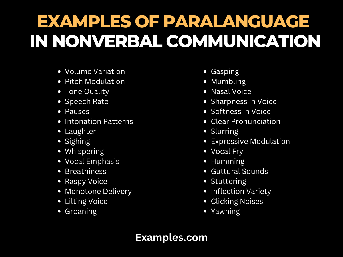 Examples of Paralanguage in Nonverbal Communication