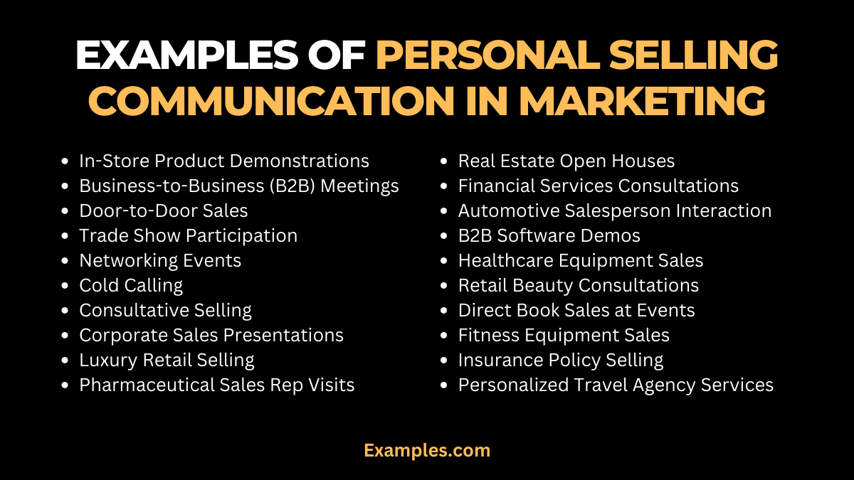 examples of personal selling communication in marketing