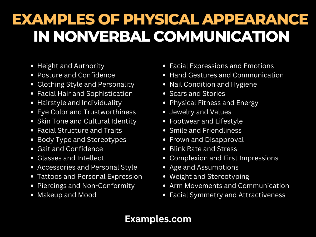 examples of physical appearance in nonverbal communication