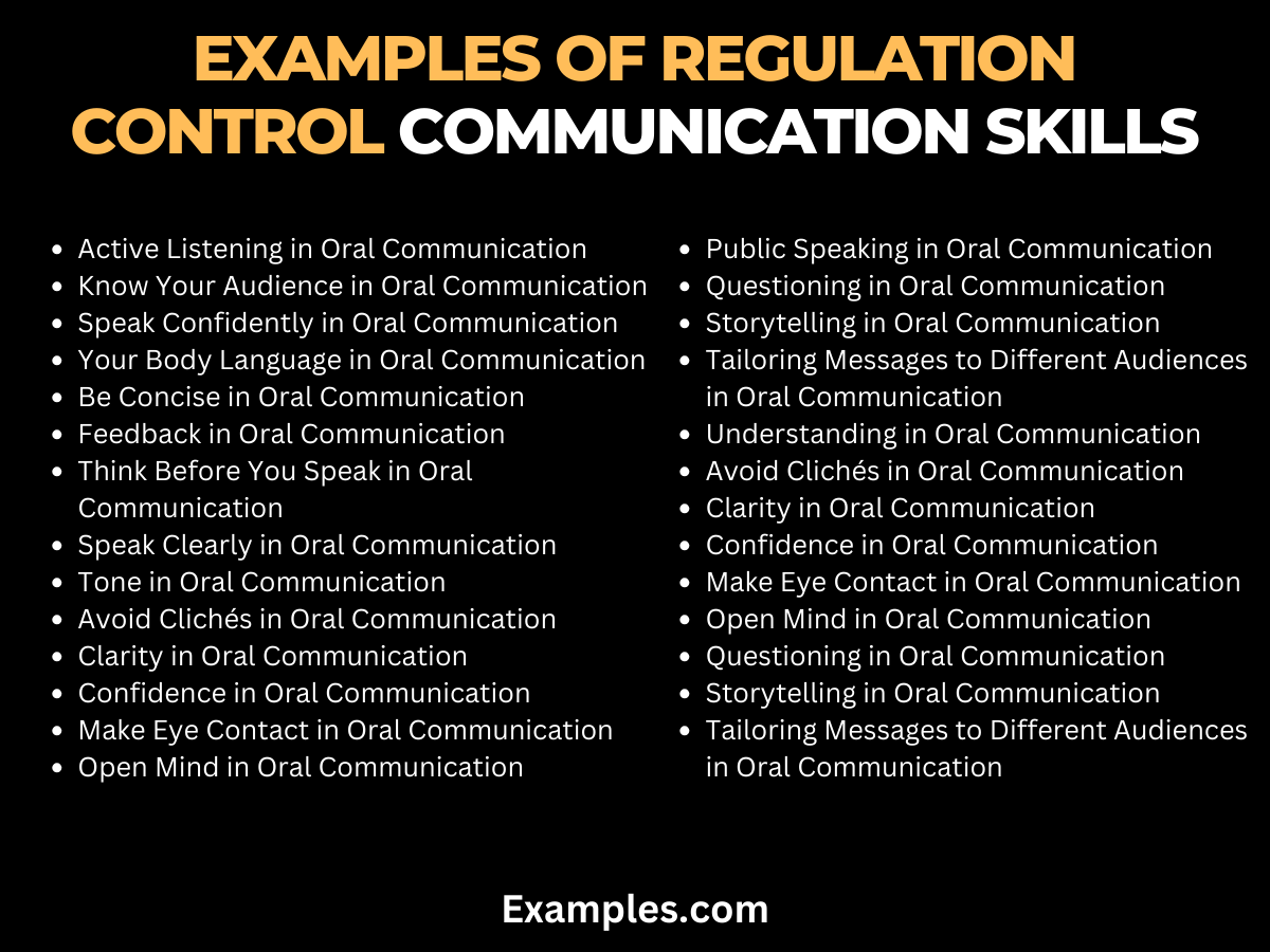examples of regulation control communication skills