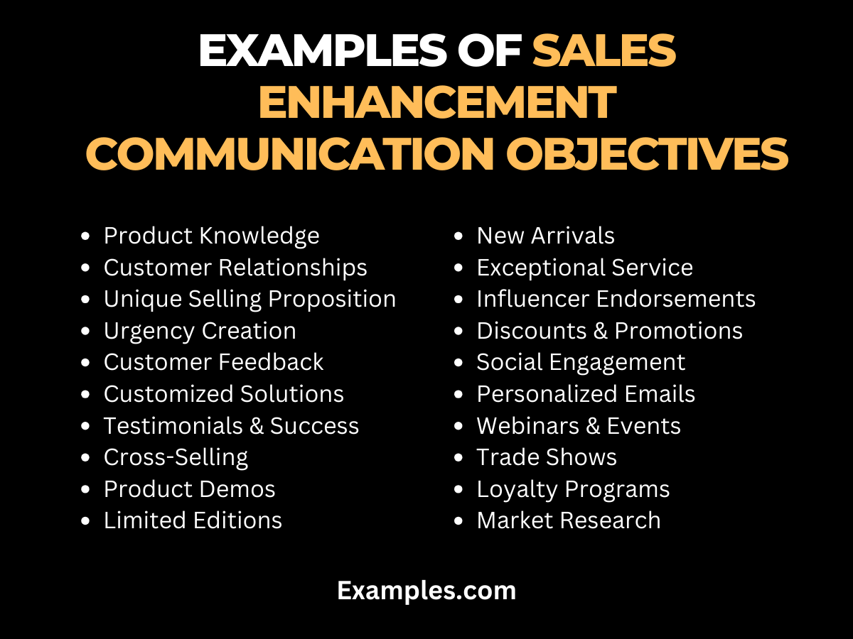 examples of sales enhancement communication objectives