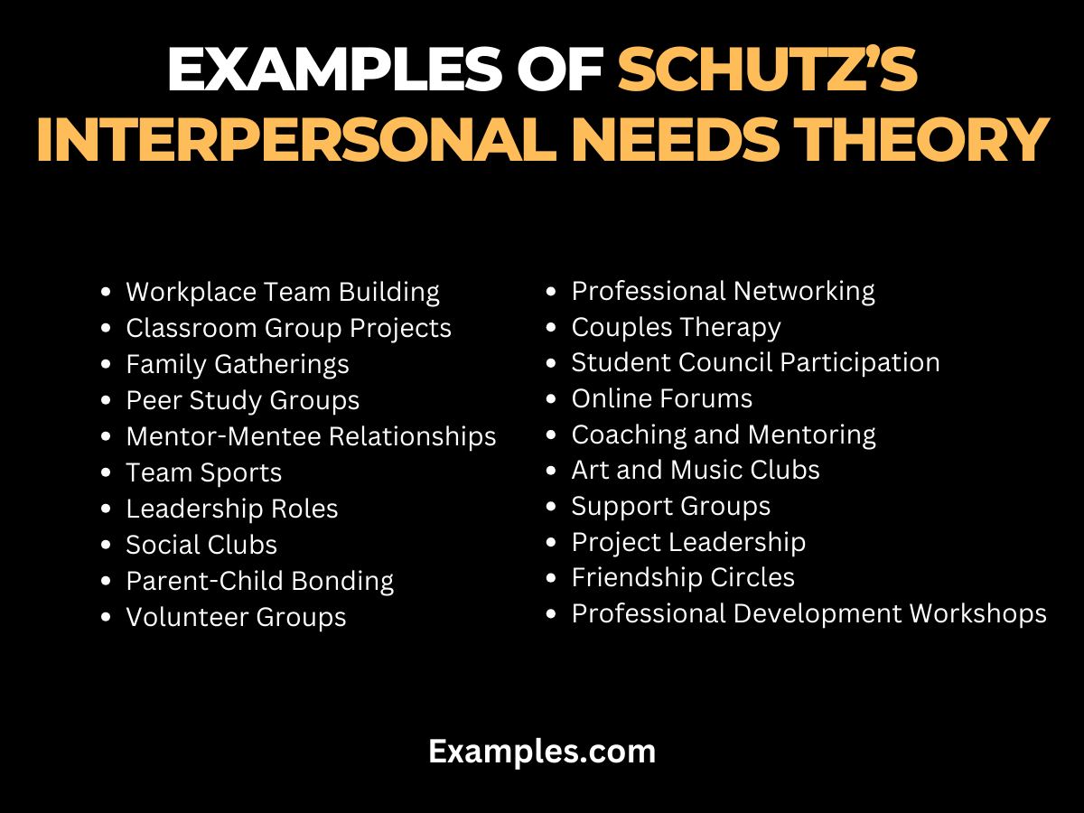 Examples of Schutz’s Interpersonal Needs Theory