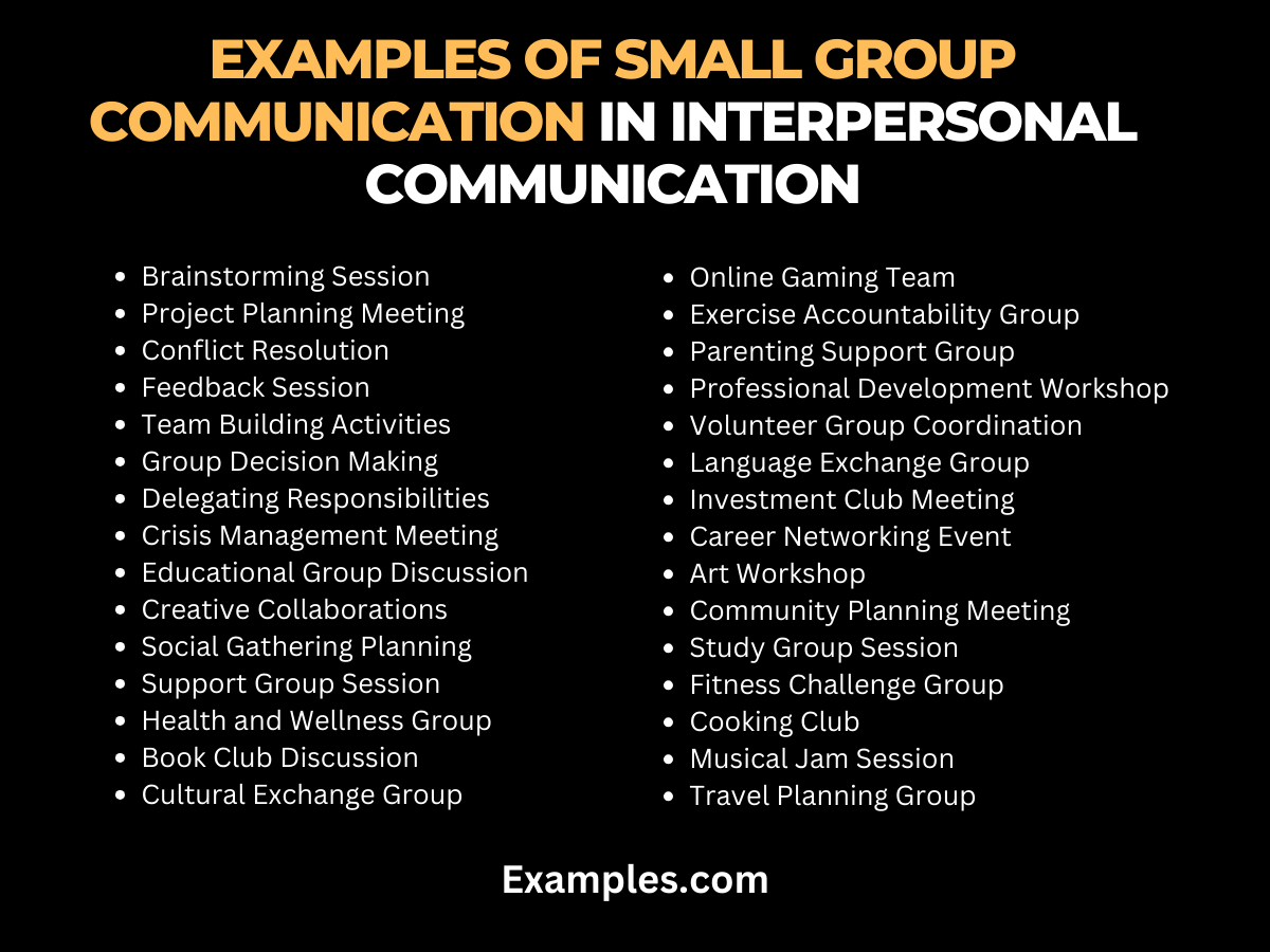 examples of small group communication in interpersonal communication