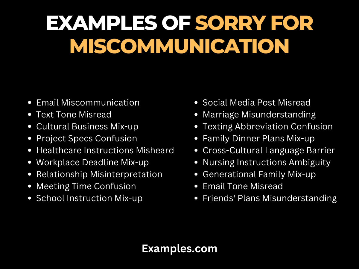 examples of sorry for miscommunication