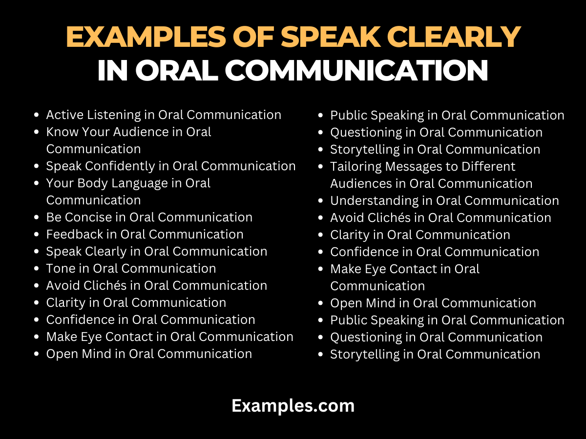 examples of speak clearly in oral communication