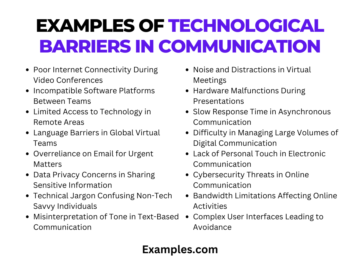 examples of technological barriers in communication