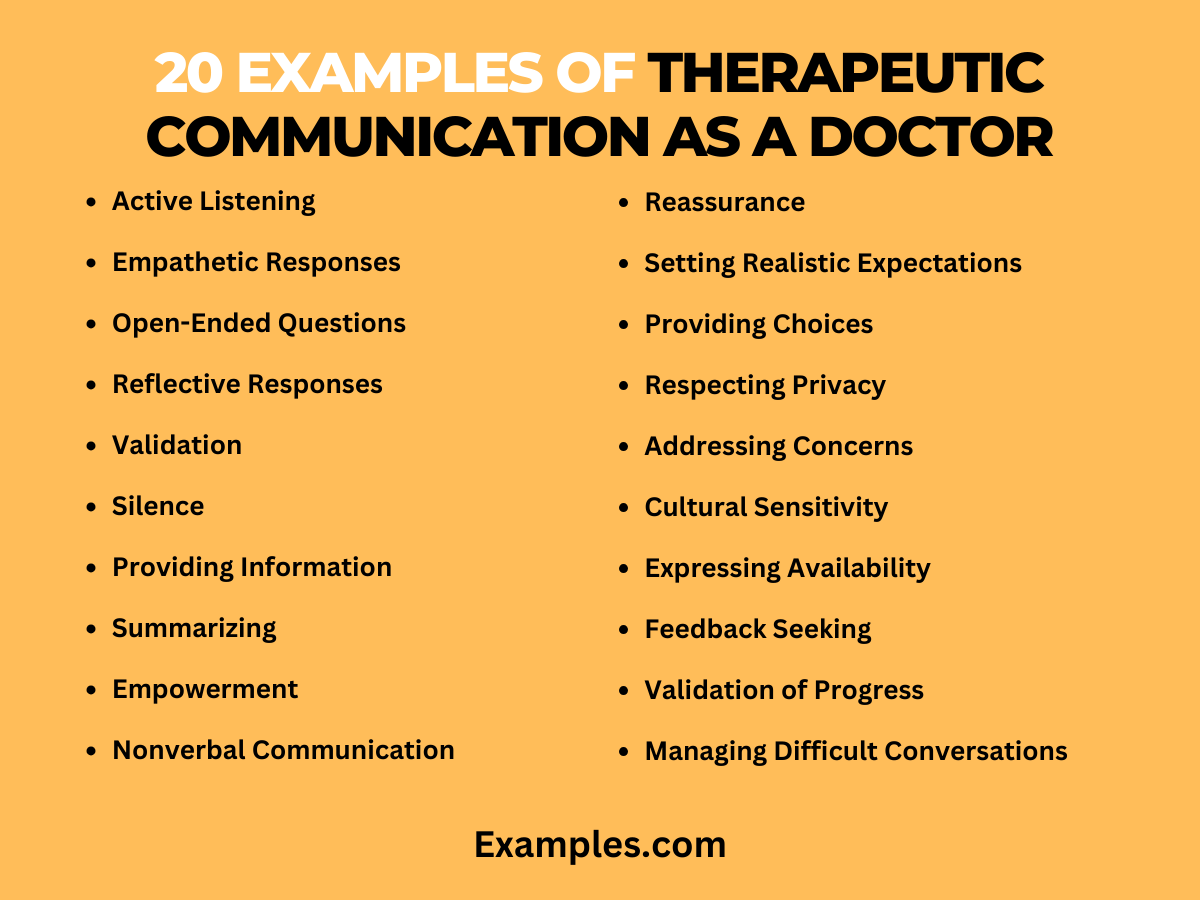 examples of therapeutic communication as a doctor