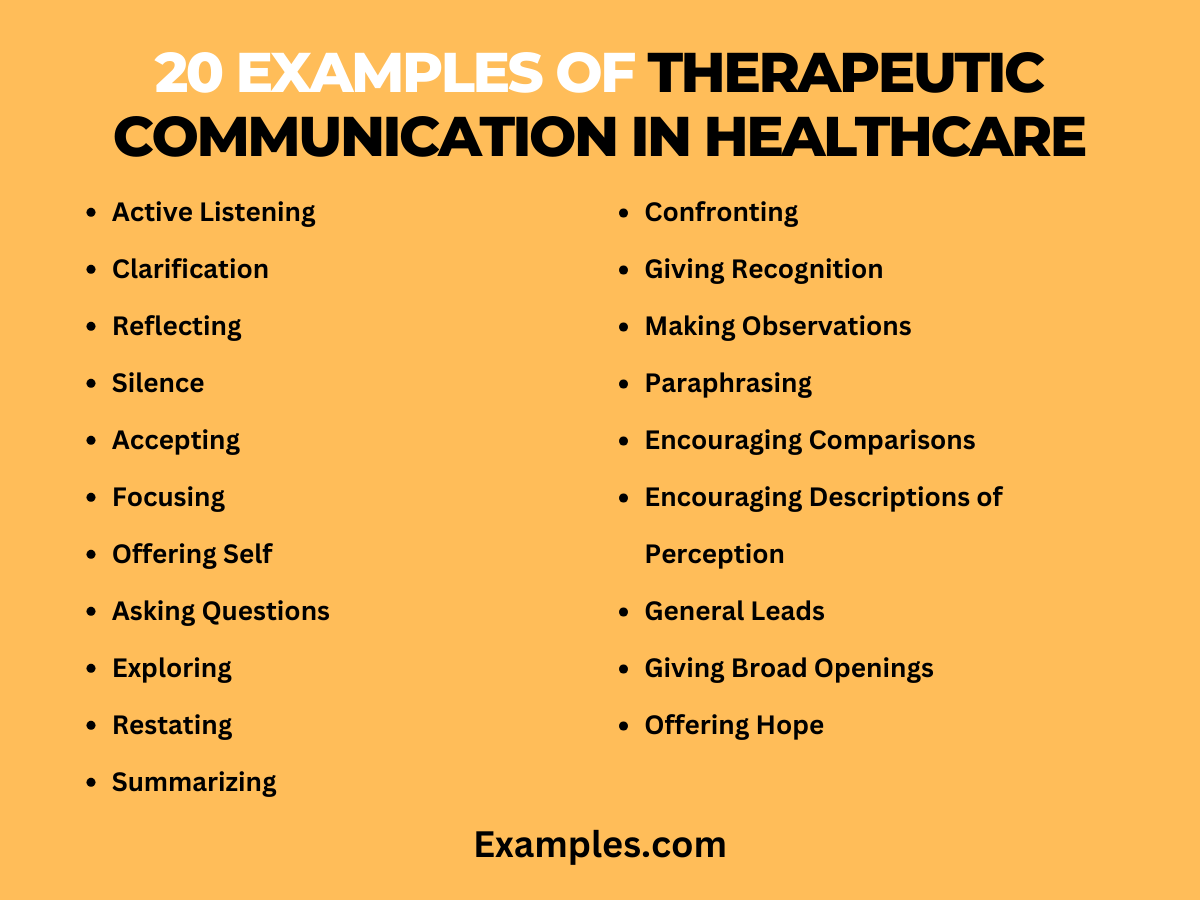 examples of therapeutic communication in healthcare