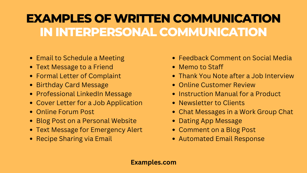 examples of written communication in interpersonal communication