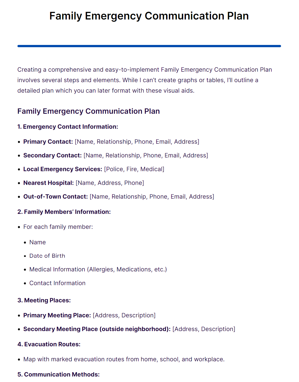 family emergency communication plan