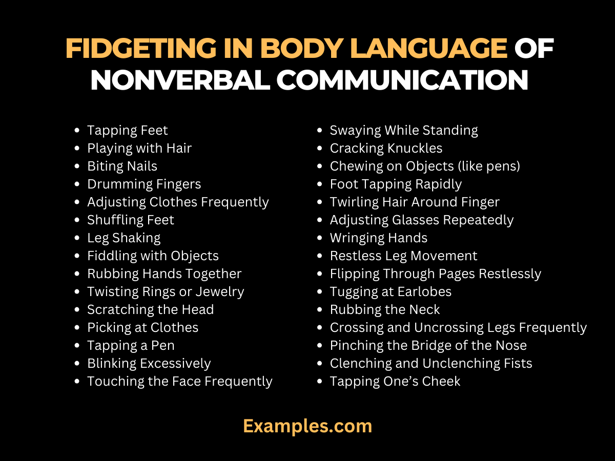 fidgeting in body language of nonverbal communication examples