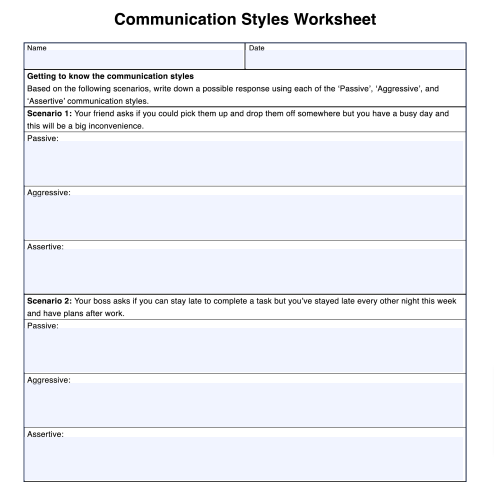 Formal CommunicationStyle Worksheet