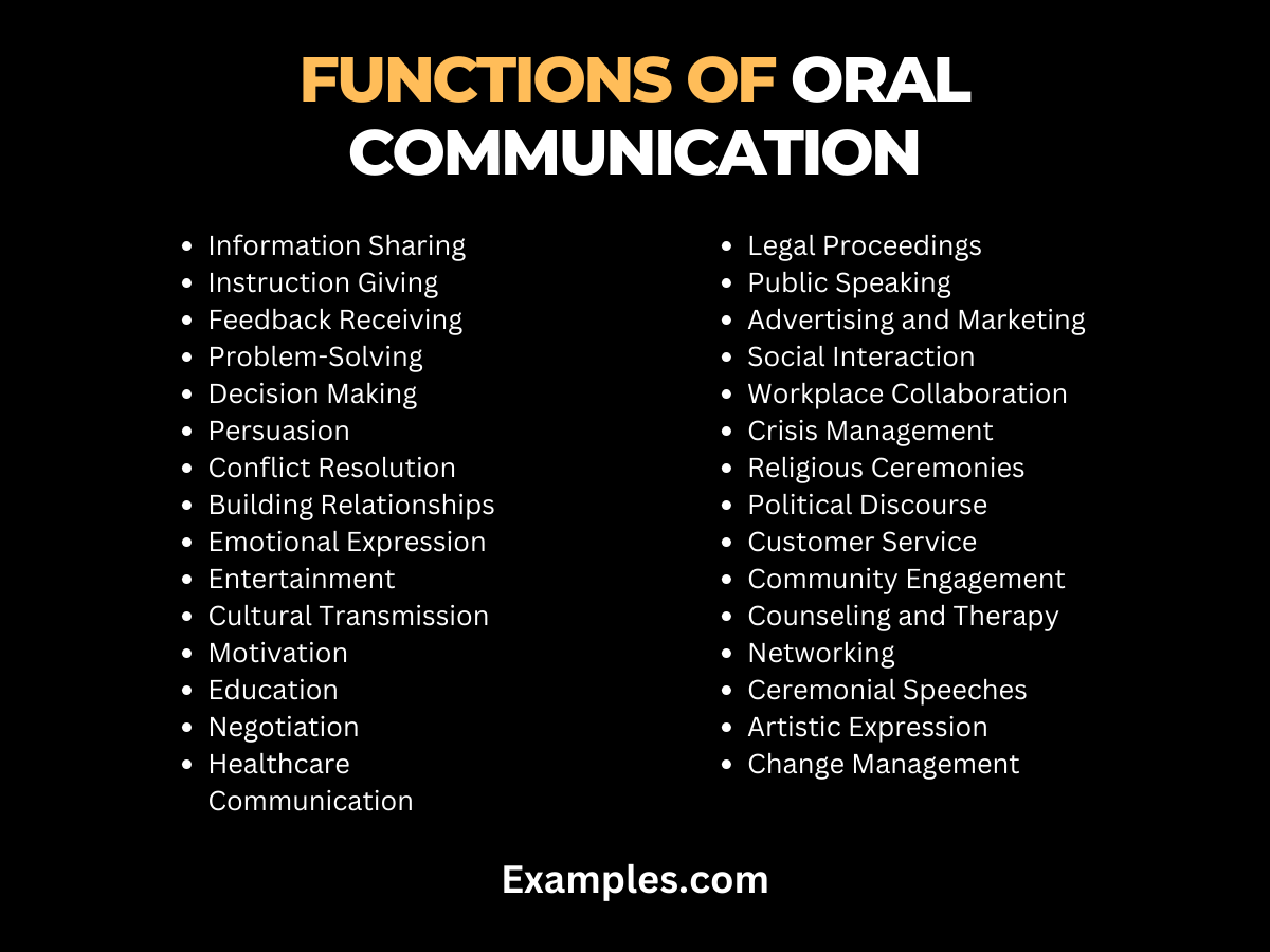 functions of oral communication