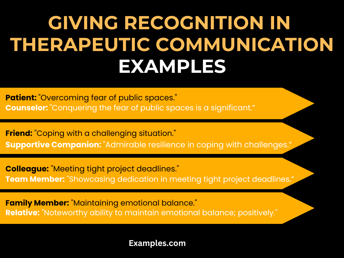 giving recognition therapeutic communication examples 