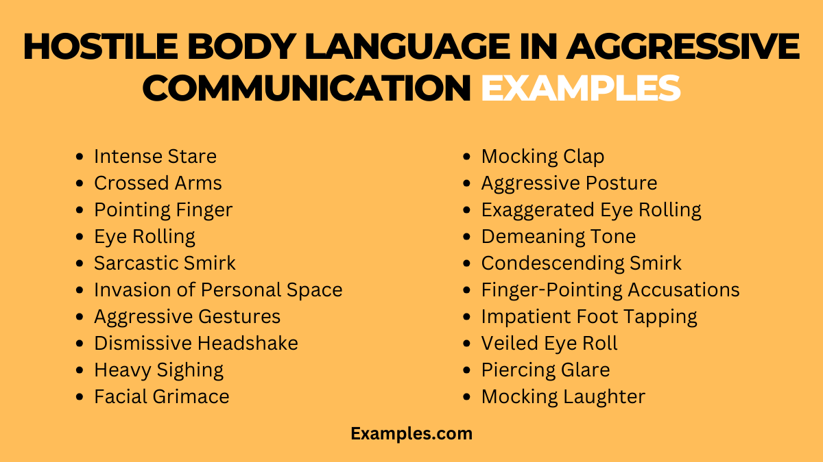 hostile body language in aggressive communication examples