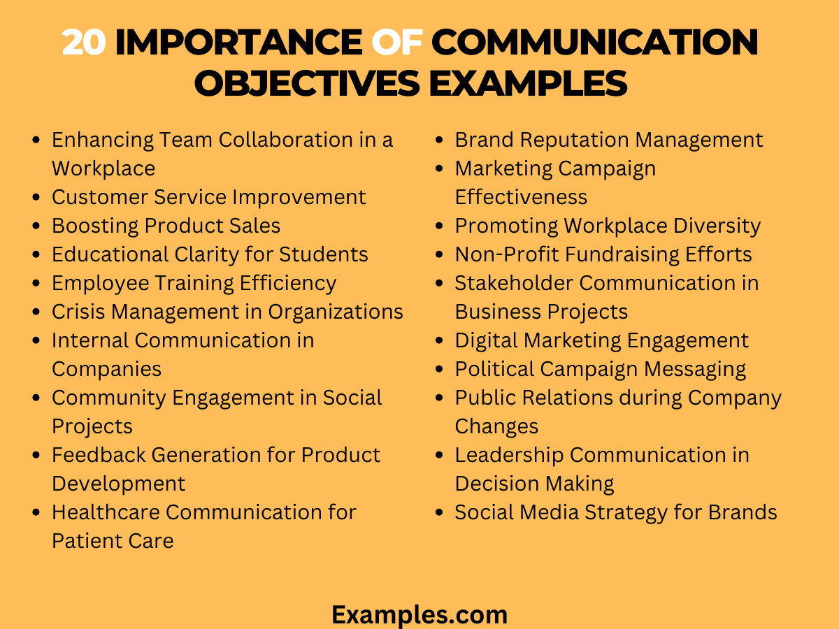 importance of communication objectives examples