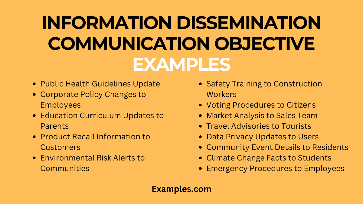 Information Dissemination Communication Objective Examples