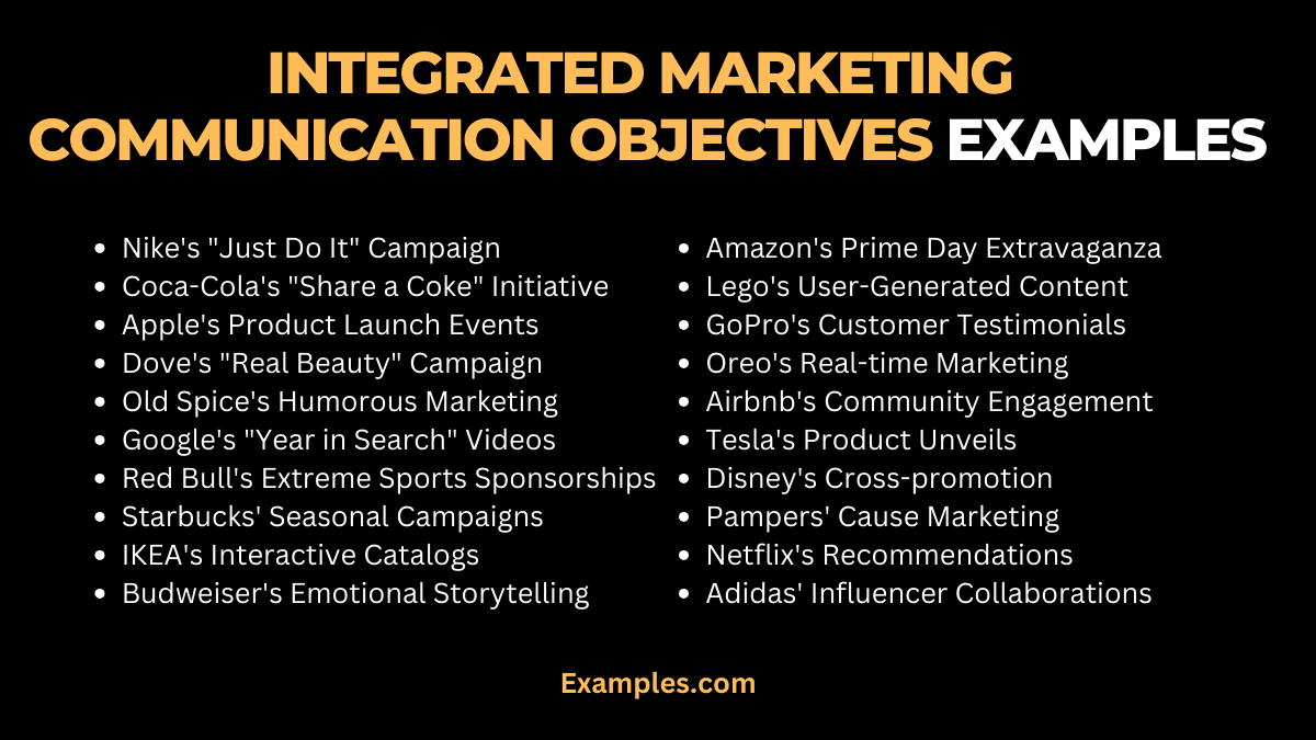 integrated marketing communication objectives examples