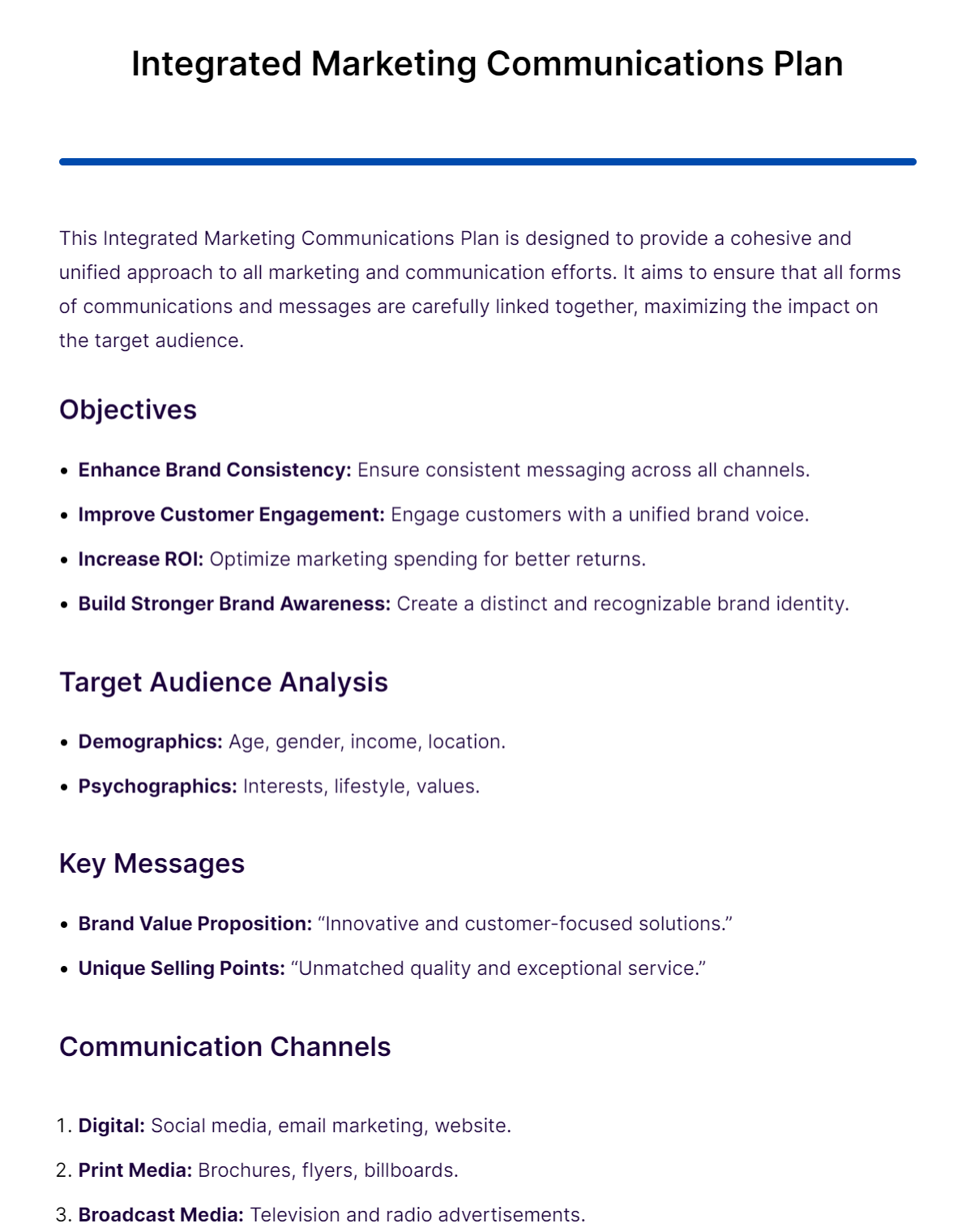 integrated marketing communications plan