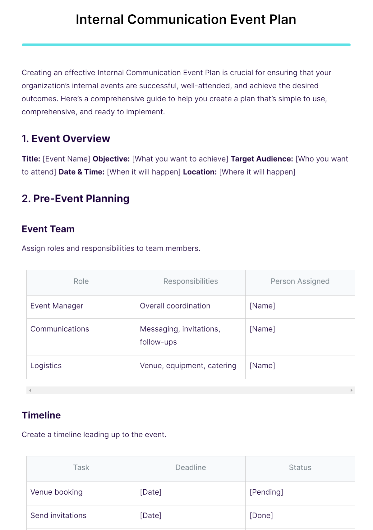 internal communication event plan
