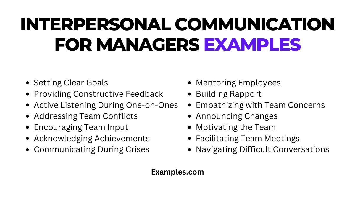 Interpersonal Communication for Managers Exampless
