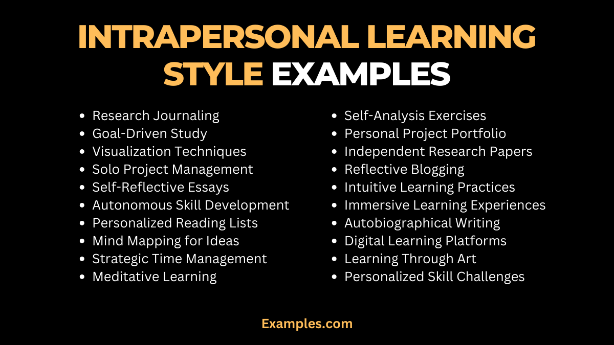 intrapersonal learning style examples