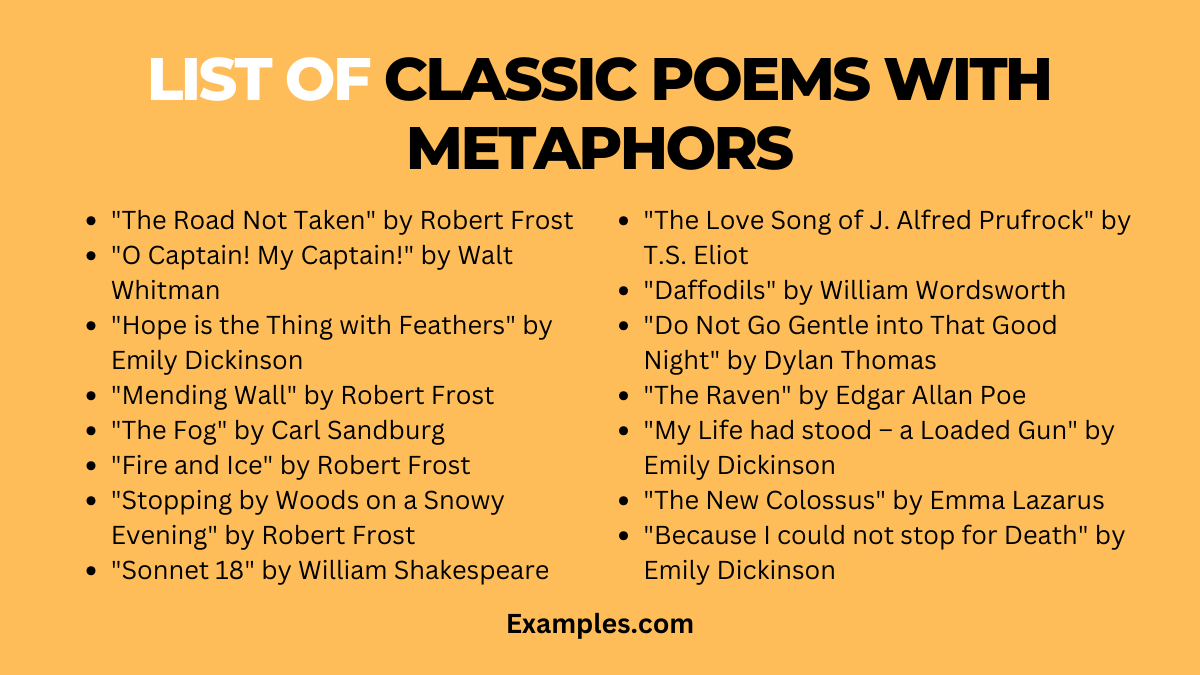 list of classic poems with metaphors