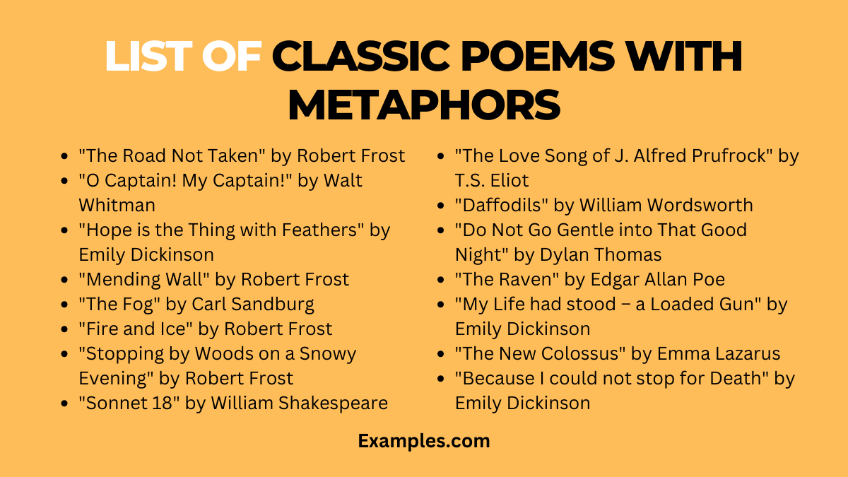 Classic Poems with Metaphors - 6+ Examples