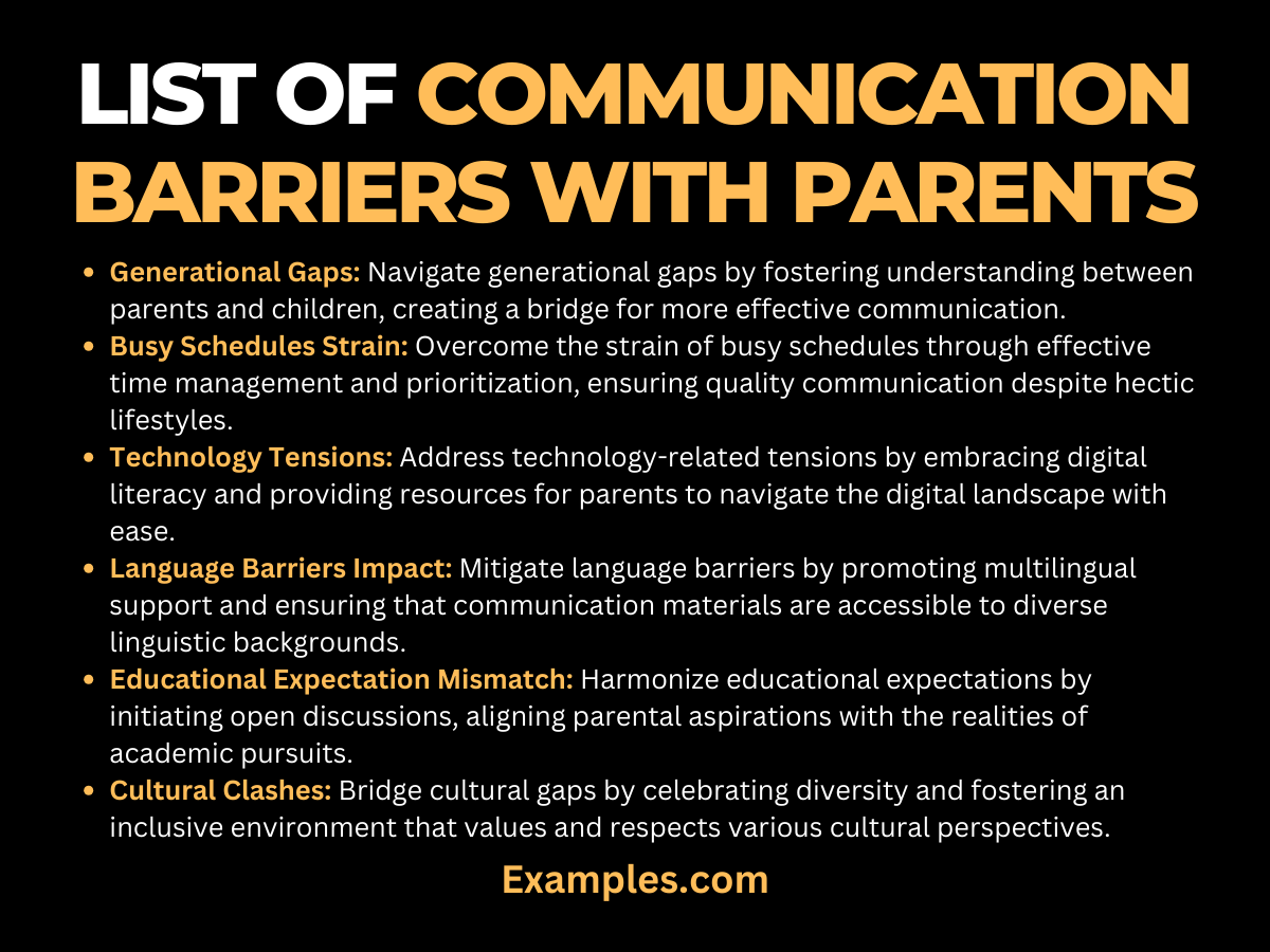 list of communication barriers with parents