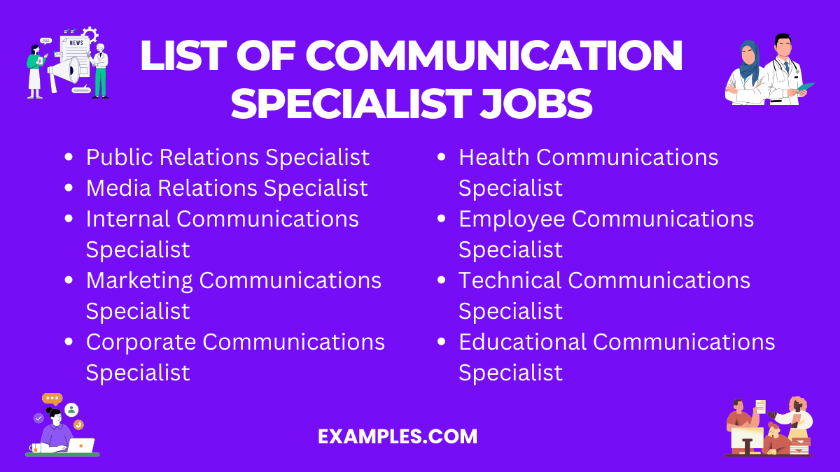 list of communication specialist job