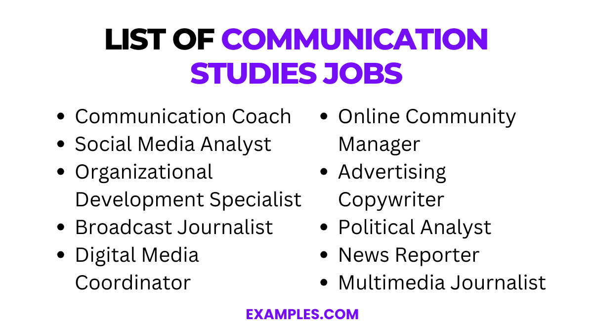 list of communication studies jobs