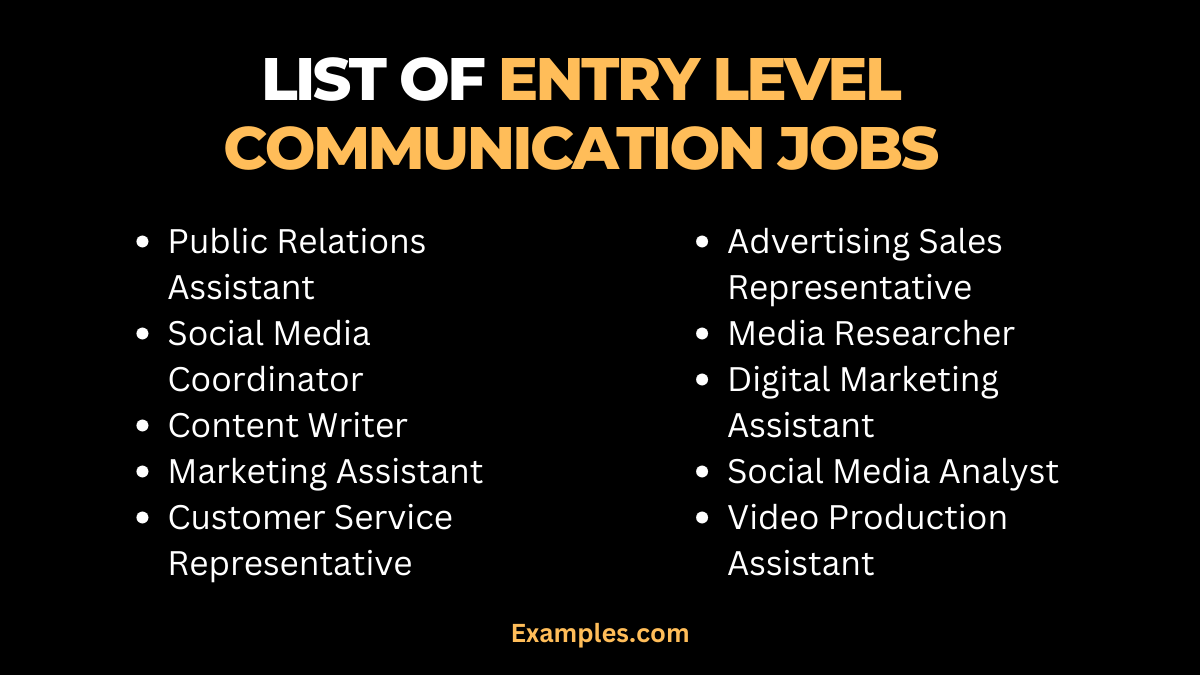 list of entry level communication jobs