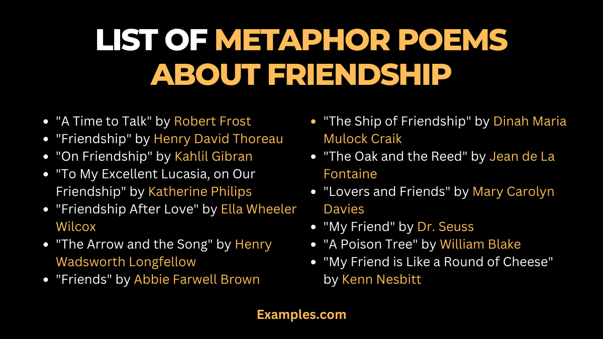 list of metaphor poems about friendship