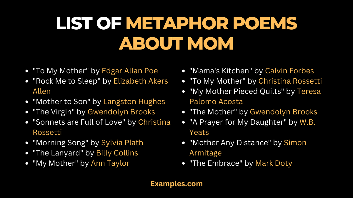 list of metaphor poems about mom