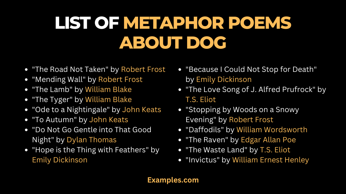 List of Metaphor Poems about Dog