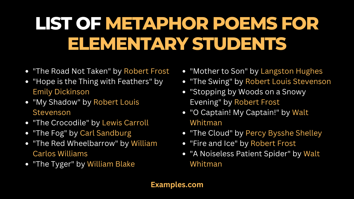 List of Metaphor Poems for Elementary Students