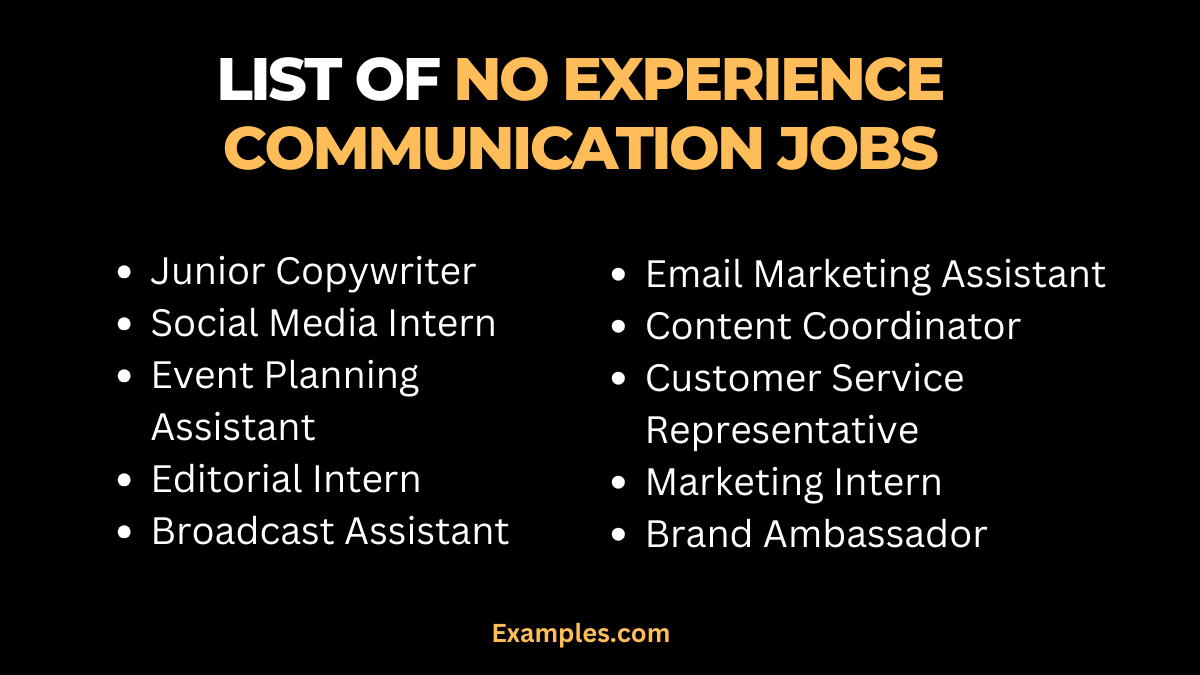 list of no experience communication jobs