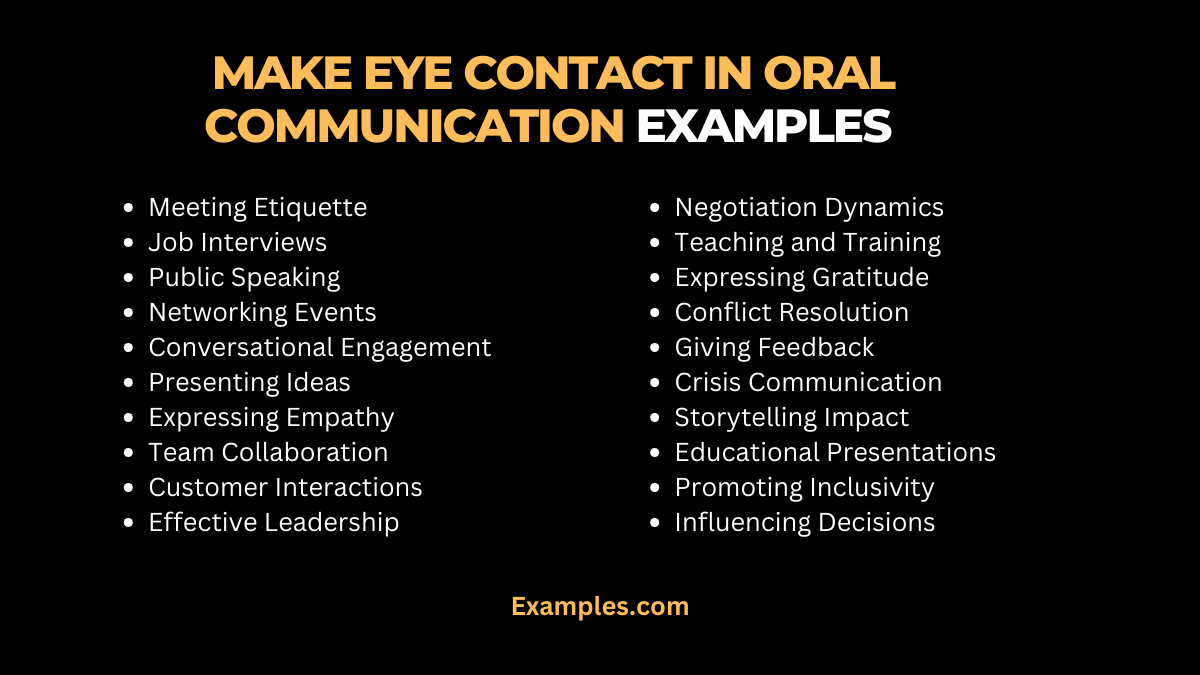 make eye contact in oral communications