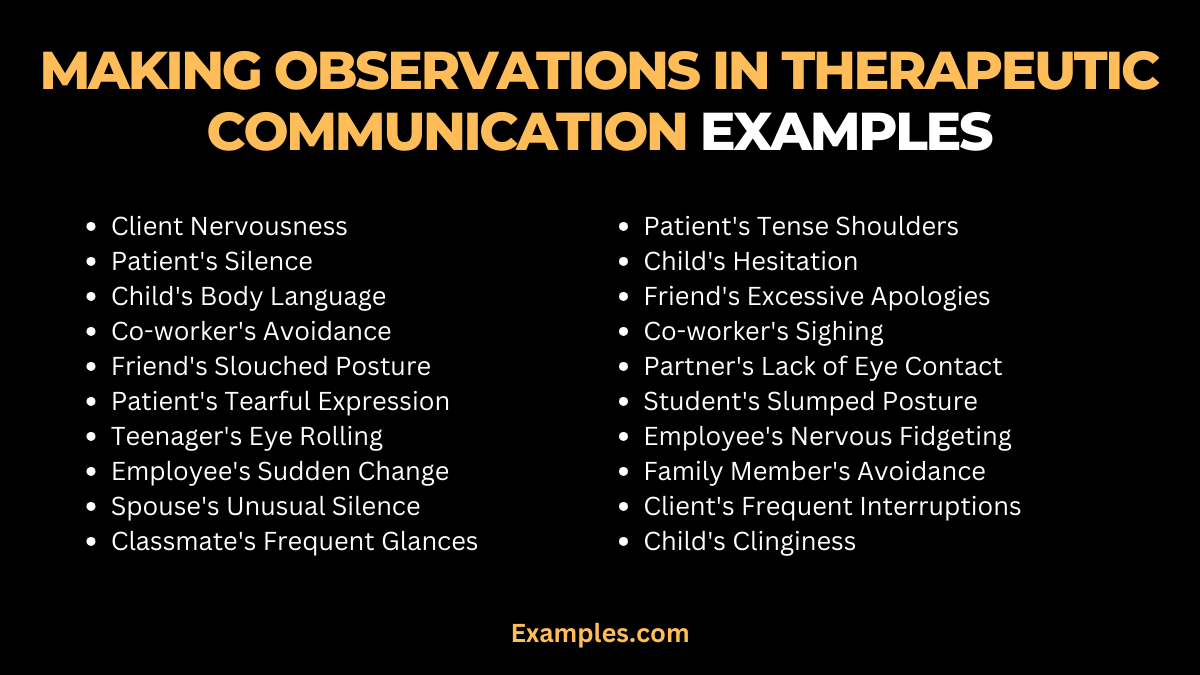 Making Observations in Therapeutic Communication Examples