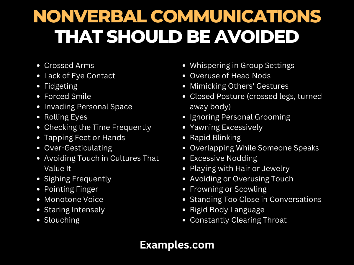 nonverbal communications that should be avoided examples