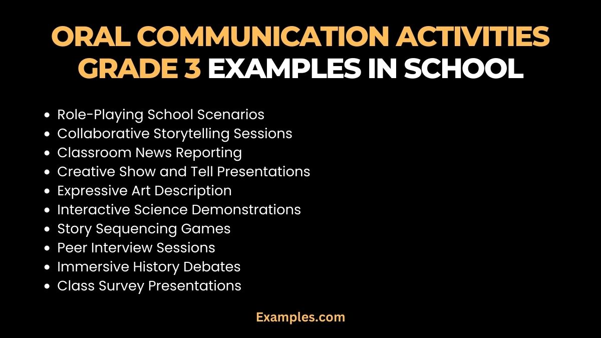 oral communication activities grade 3 examples in school