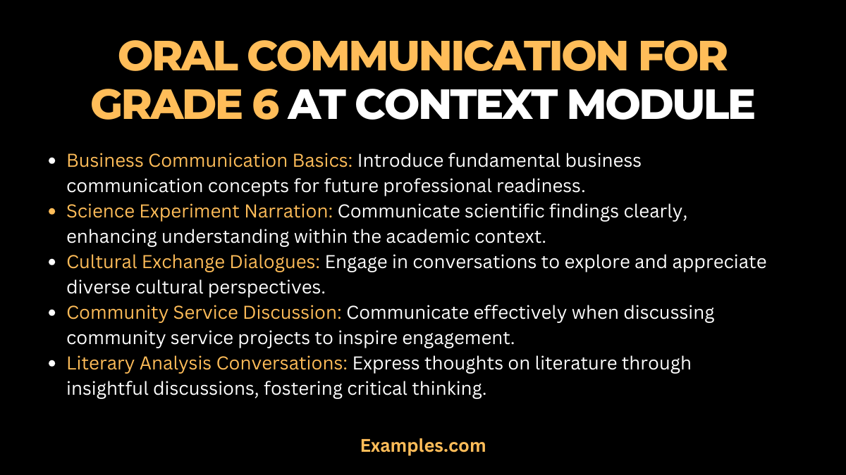 oral communication for grade 6 at context module
