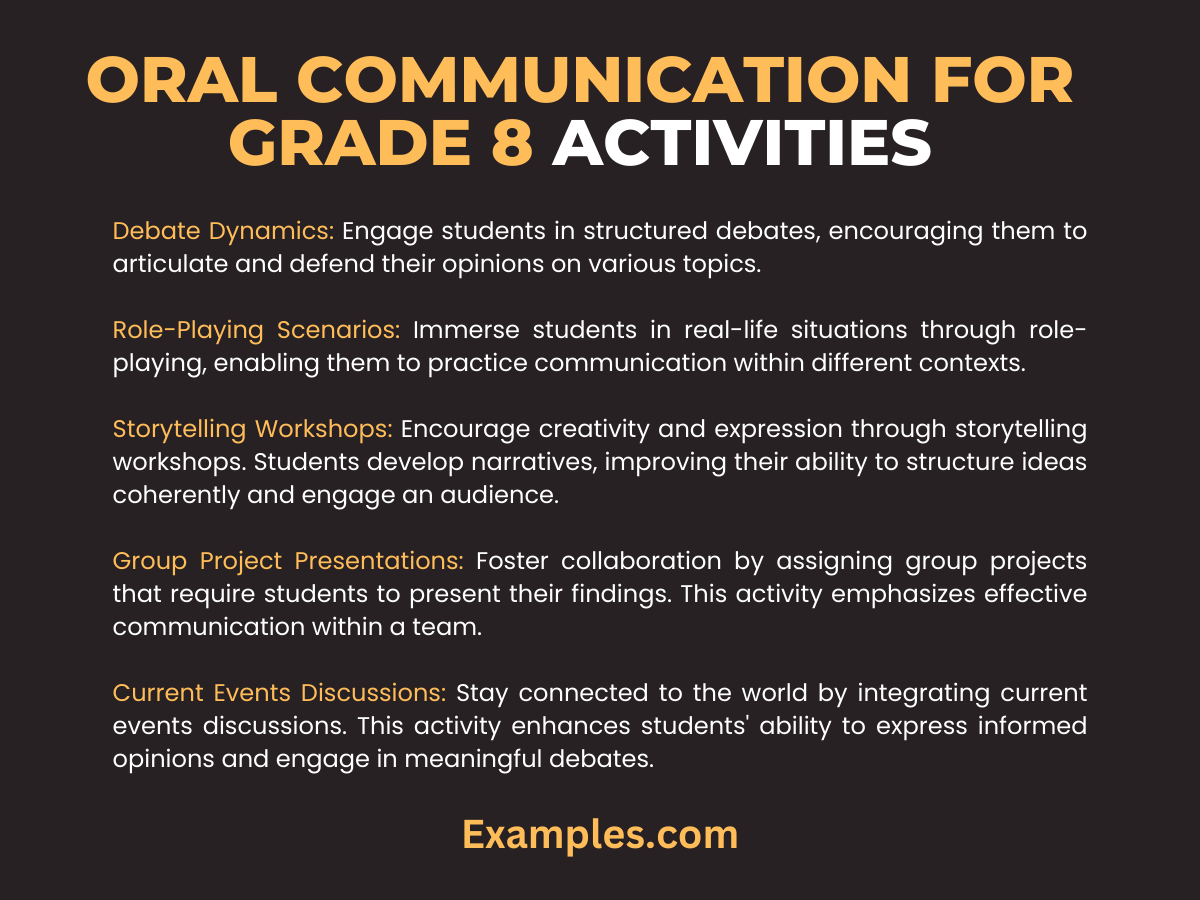 oral communication for grade 8 activities