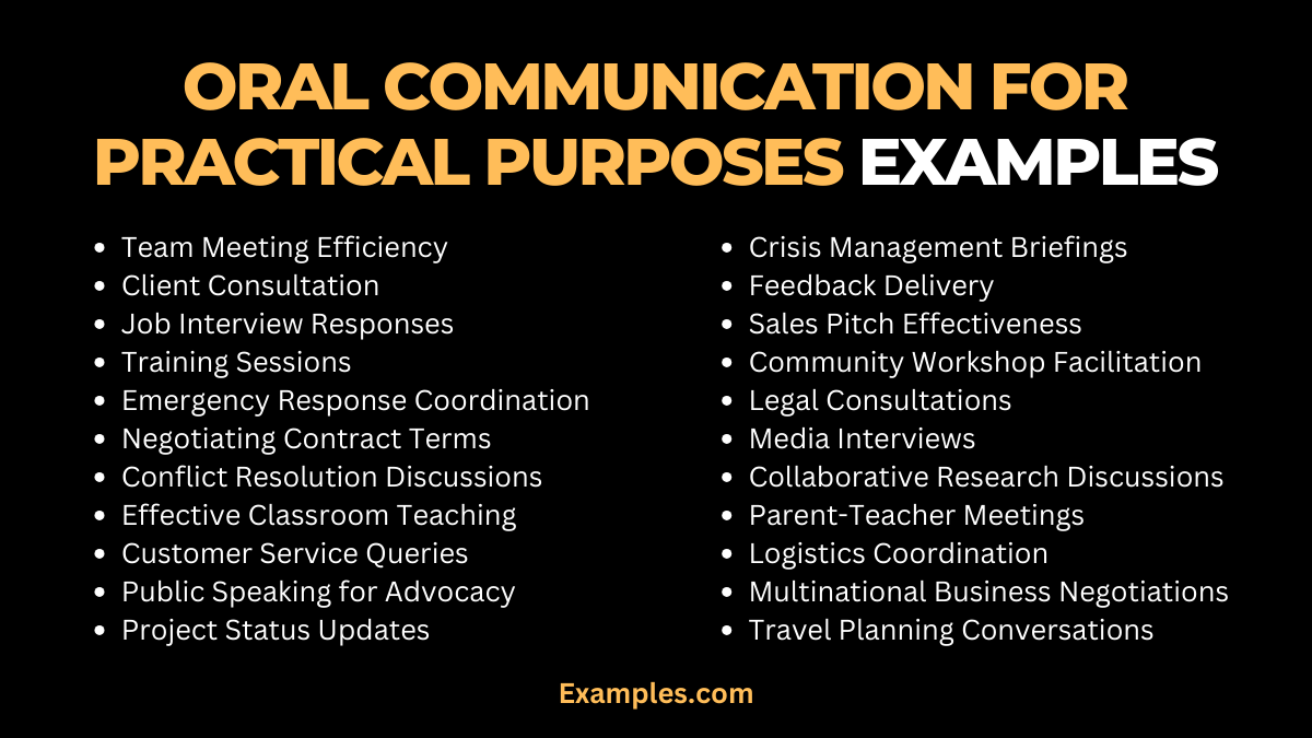oral communication for practical purposes examples