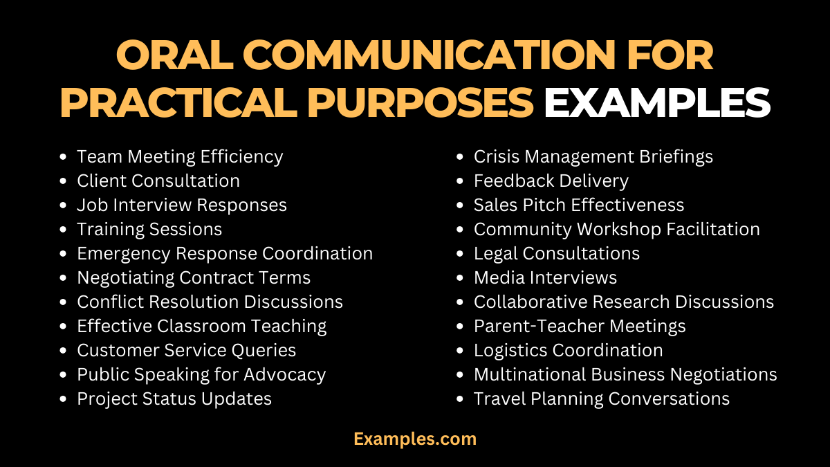 Oral Communication for Practical Purposes 29+ Examples, Tips