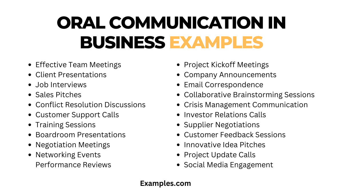 oral communication in business examples